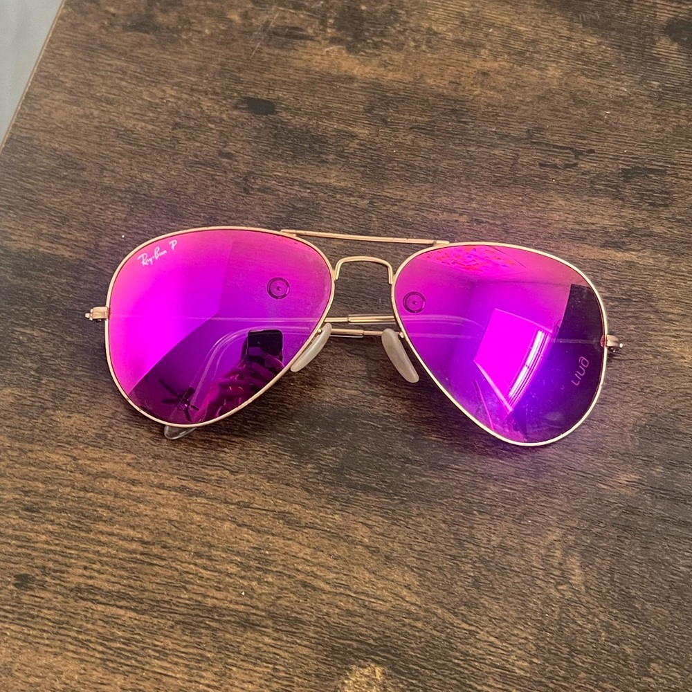 Ray Ban Pink and Gold Aviators
